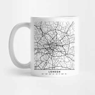 LONDON ENGLAND BLACK CITY STREET MAP ART Mug